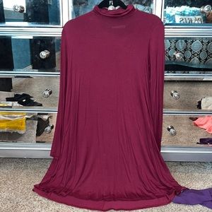 Red turtleneck T-shirt dress